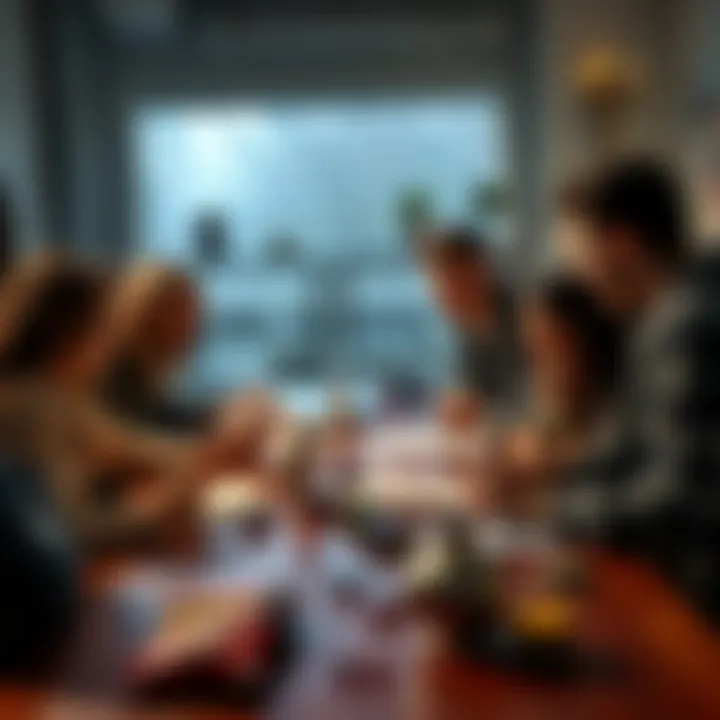 A group of friends gathers around a table, excitedly preparing for a high-level Dungeons & Dragons game, with character sheets, dice, and snacks.