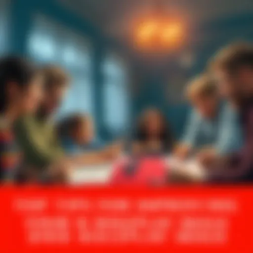 A group of DND players gathered around a table, enthusiastically roleplaying their characters with dice and character sheets in front of them