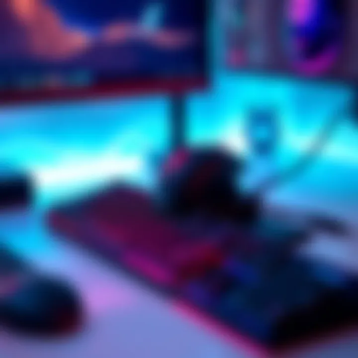 A sleek docking station elegantly connects a gaming mouse and keyboard, showcasing modern workspace aesthetics.