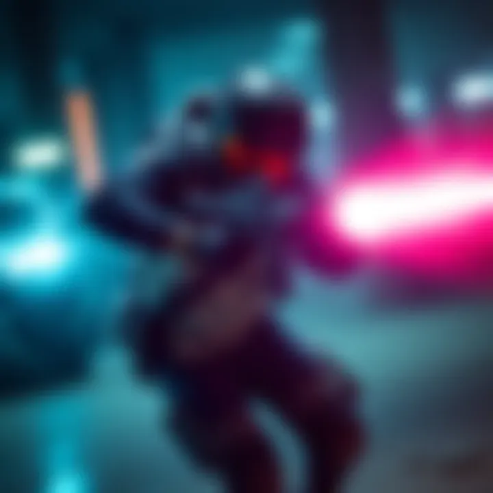 A person in tactical gear evading a bright beam from a Spartan Laser in a high-stakes environment