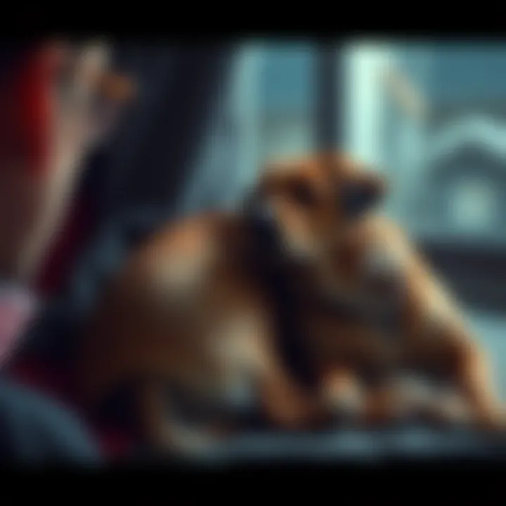 Dog comforting a person in grief A dog sits beside a person who appears sad, providing comfort during a difficult time.