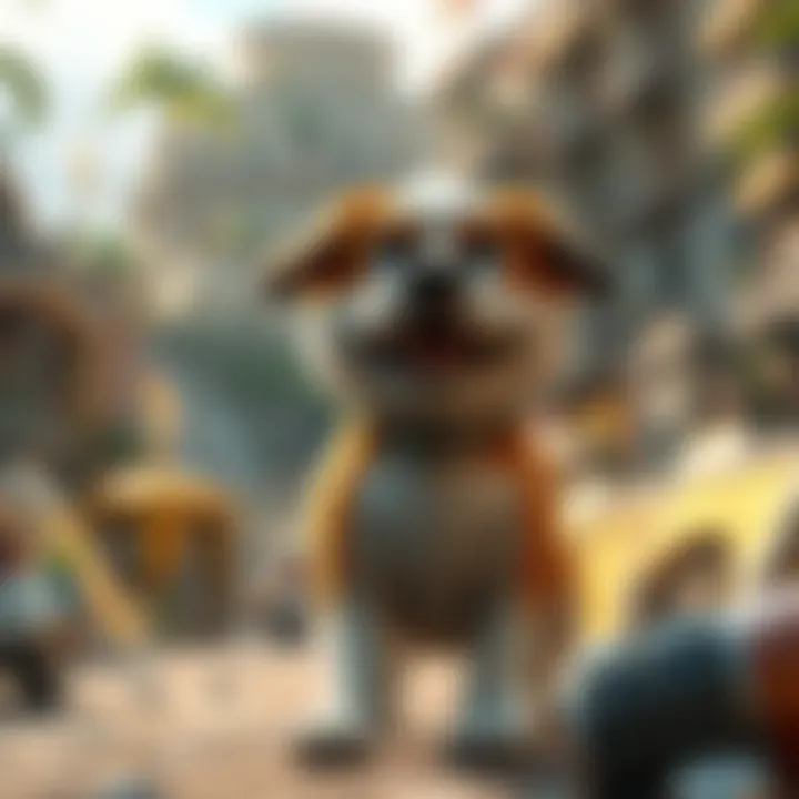 Dog in Civ V setting A playful dog character in a lively Civ V game environment, showcasing fun gameplay elements.