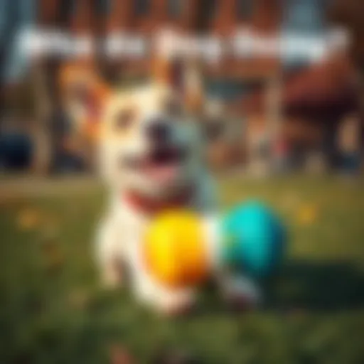 A happy dog playing with a colorful toy in the park, showing its playful nature