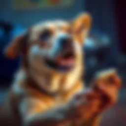 A dog looking at a smartphone, with a surprised expression, symbolizing the viral tweet about a dog post.