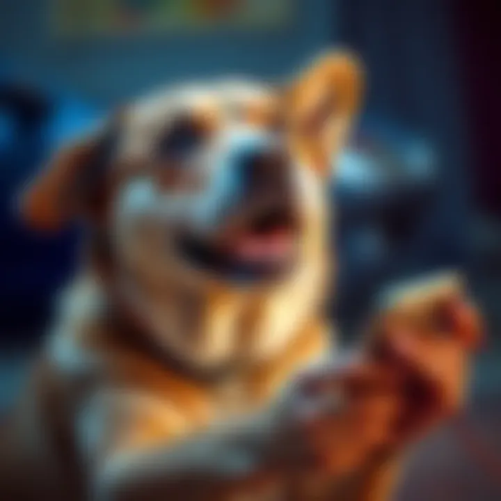 A dog looking at a smartphone, with a surprised expression, symbolizing the viral tweet about a dog post.