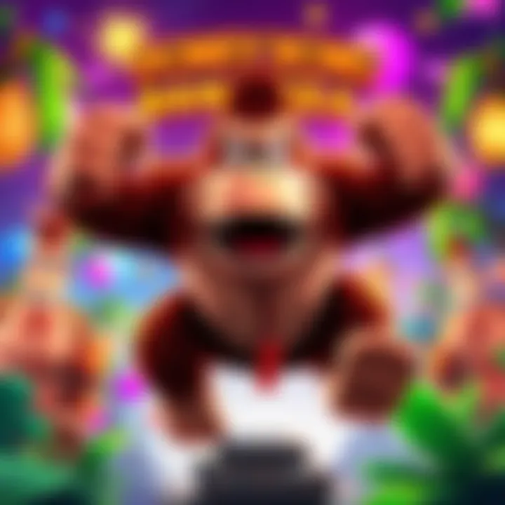Colorful banner showcasing Donkey Kong with new graphics and game levels
