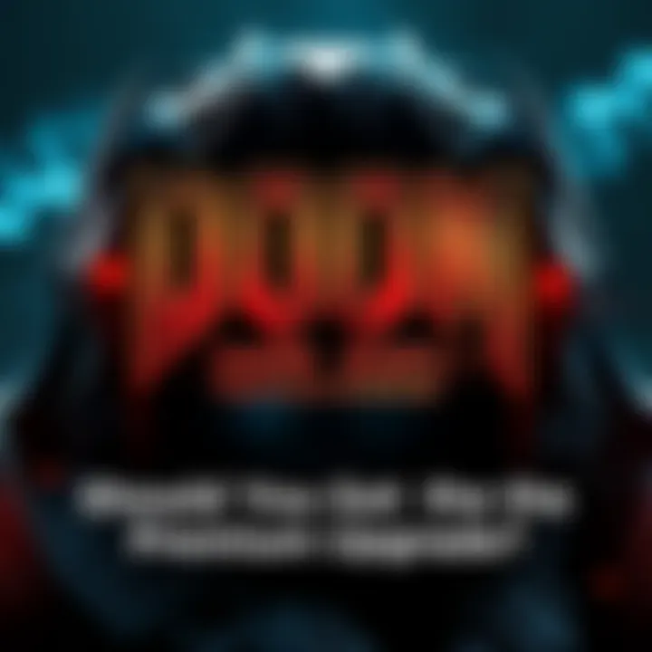 A visual representation of the Doom Dark Ages game cover with premium upgrade features highlighted