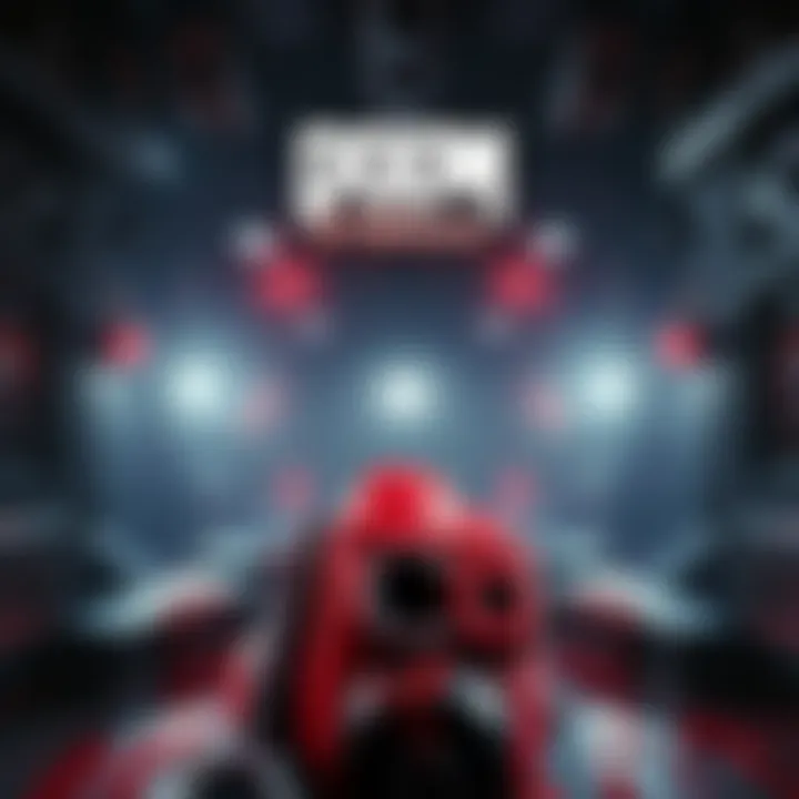 A detailed view of an intense Doom Eternal level, featuring realistic blood and gore effects in a dark, chaotic environment.