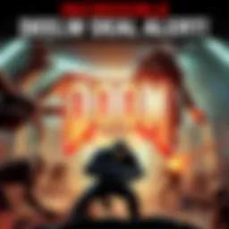 Cover art of Doom (2016) showing the main character battling demons in a futuristic setting.
