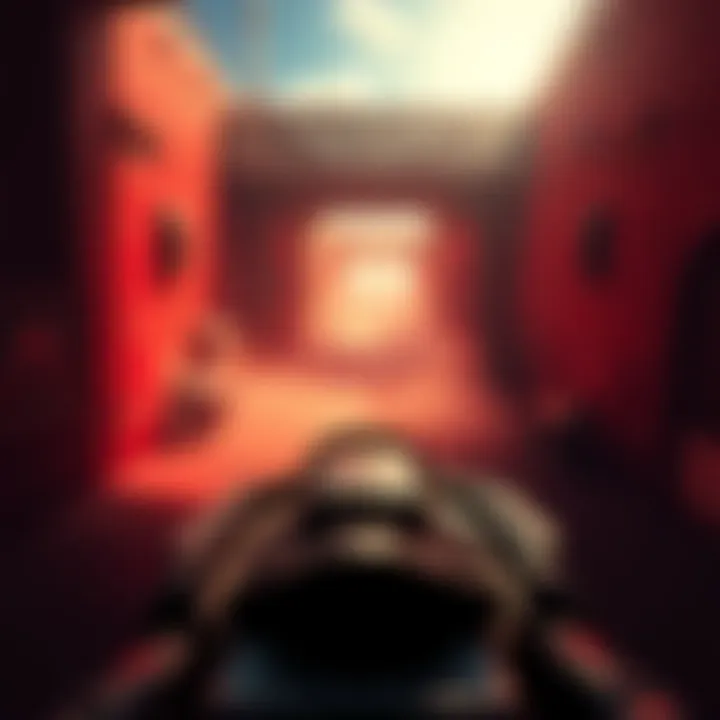 A player navigating through a slower-paced DOOM 2016 level, contrasting with the intense action from DOOM: The Dark Ages.