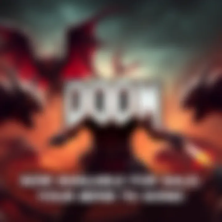 Promotional graphic for DOOM 2016 sale featuring intense action and demons