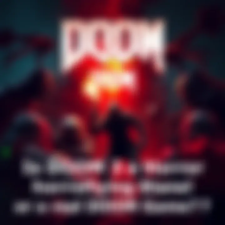 A dark and intense scene from DOOM 3 showing a character fighting against horrifying monsters