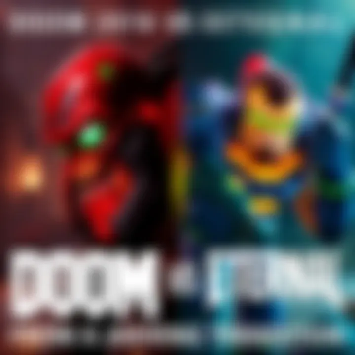 A side-by-side comparison of Doom 2016's intense graphics and gameplay with Eternal's colorful and cartoonish style.