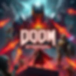 A vibrant artwork showcasing characters and themes from Doom Eternal, created in Google Slides, filled with action and excitement.