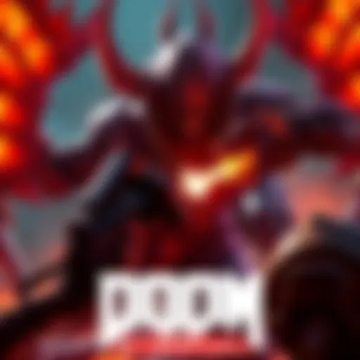 A character in Doom Eternal engages in intense combat with a powerful enemy, showcasing equal challenge between them.