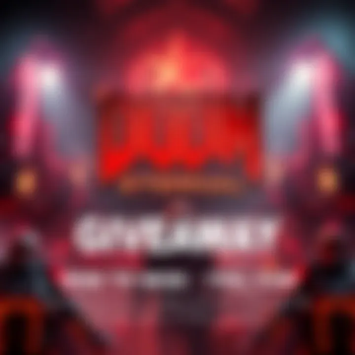 Doom Eternal Giveaway Promotion A graphic showcasing the Doom Eternal game logo with text about a giveaway. Participants are encouraged to comment their favorite movie, TV show, or song.