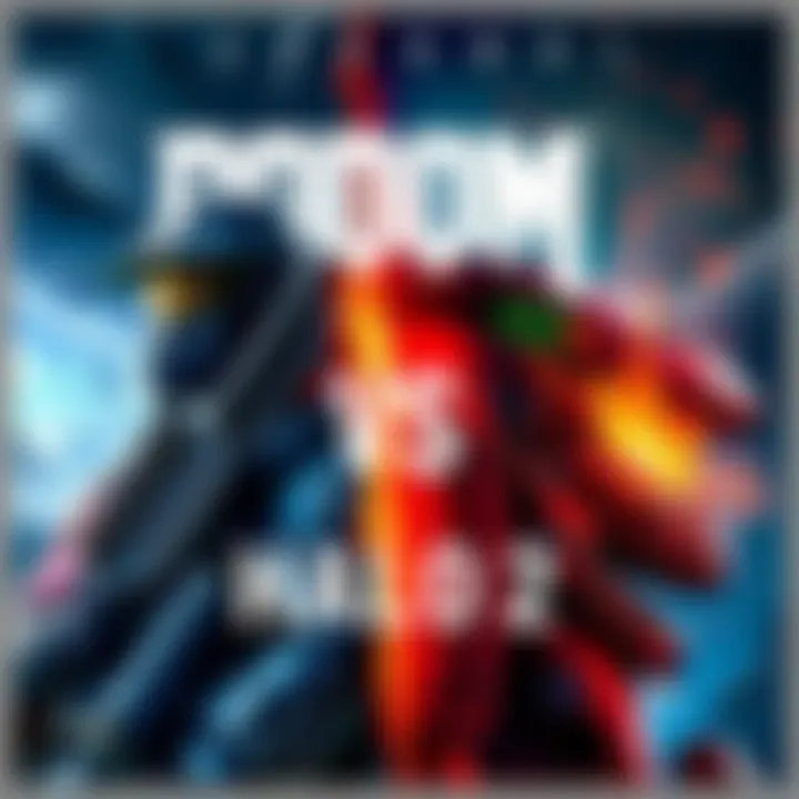 Doom Eternal and Halo 2 Side by Side A comparison of Doom Eternal and Halo 2, showcasing gameplay action and iconic characters from both games.
