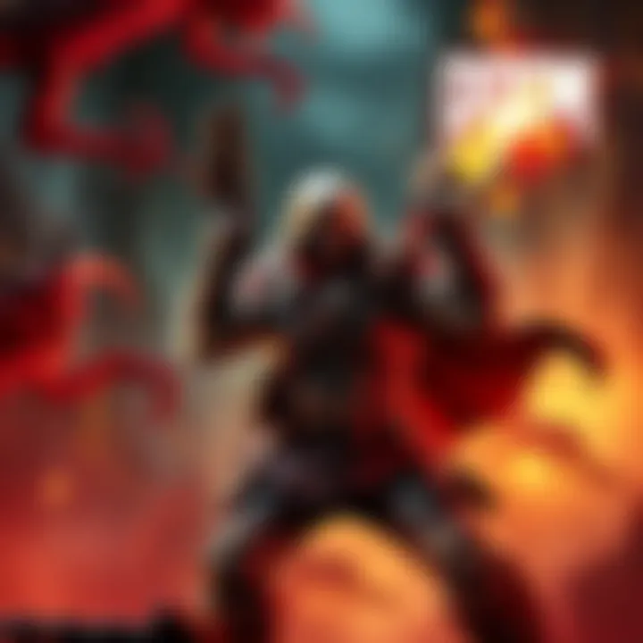 Flynn Taggart battles demons in a classic DOOM level, showcasing his heroic journey with iconic weapons