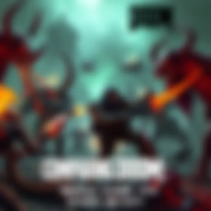 Doom Slayer in action against demons in a vibrant battle scene from Doom games