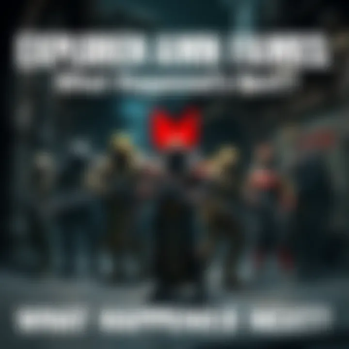 A variety of characters from the Doom video game series standing together in a dark, gritty environment.