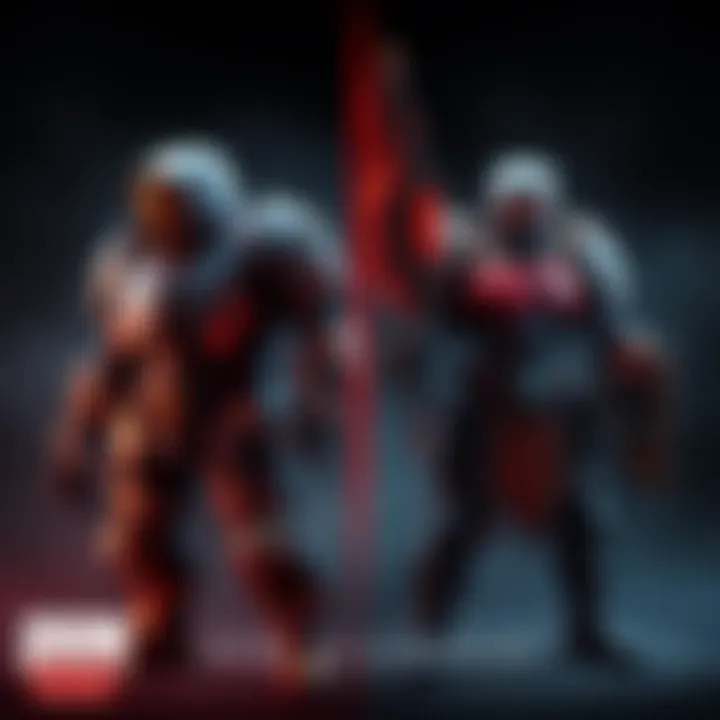 Doom Guy and Doom Slayer Comparison Side by side image showing Doom Guy on the left and Doom Slayer on the right, highlighting their armor and weapon differences