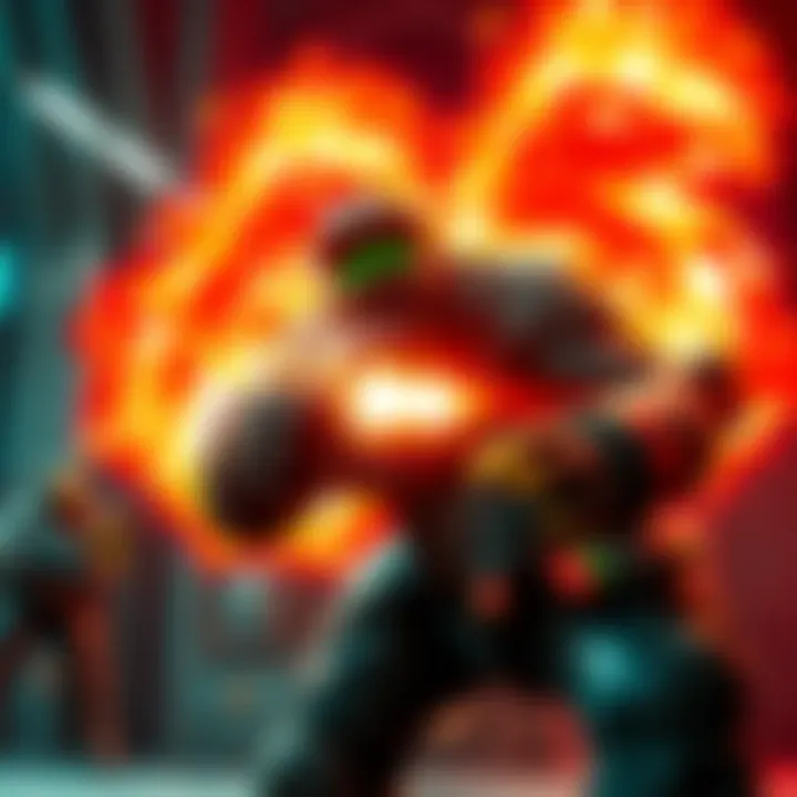 Doom character executing the Seismic Slam ability in a game scene, with visual effects showing the move's impact