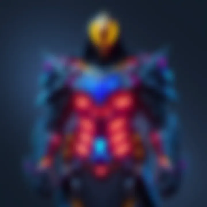 A creative interpretation of Doom Slayer's armor featuring unique colors and shapes, showcasing the artistic talents of mininikiwi.