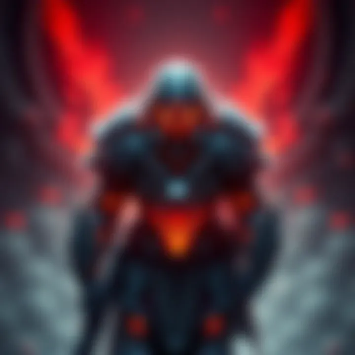 Detailed artwork of creatively designed Doom Slayer armor by artist Rookie425