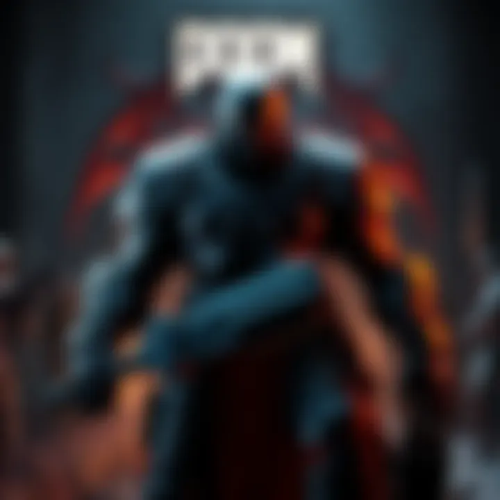 The Doom Slayer stands menacingly, showcasing powerful armor and weaponry, ready to confront demonic foes in a dark, intense environment.