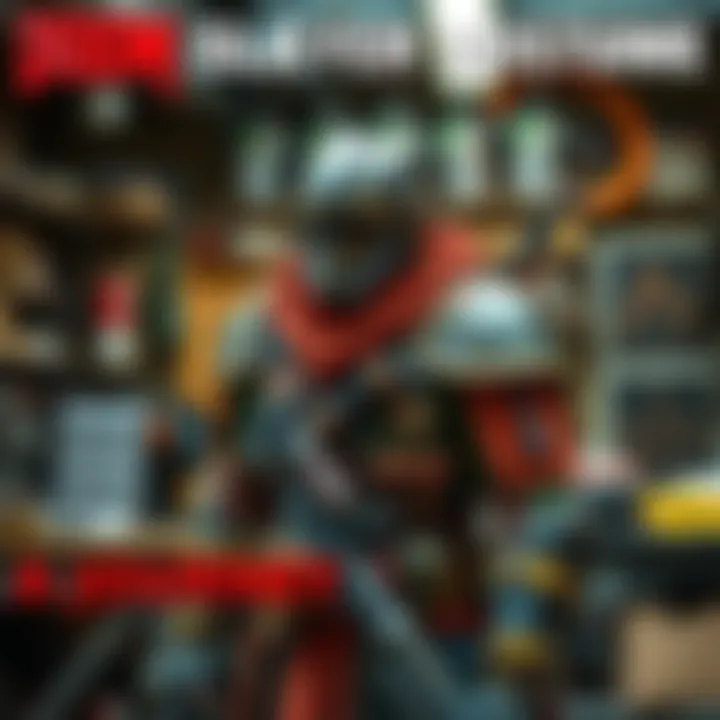 A person wearing a detailed Doom Slayer costume made from various materials, showcasing armor and weapons in a workshop setting.