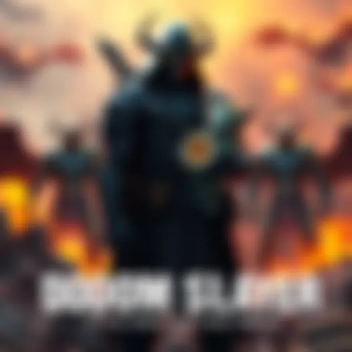 Doom Slayer stands in a dark, fiery landscape, holding Daisy, a small, smiling creature, symbolizing their bond. The background is filled with chaotic energy and demonic figures, representing the Slay...