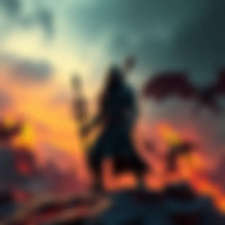 Doom Slayer stands alongside a demon who also hunts demons, both ready for battle in a fiery landscape