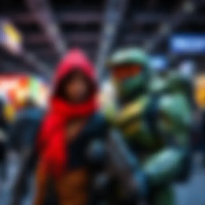 A person dressed as Doom Slayer poses with another person in Master Chief costume at a fan convention
