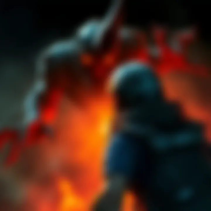 A gamer facing a terrifying summoner in a dark, intense environment of Doom (2016), capturing the moment of shock and adrenaline.