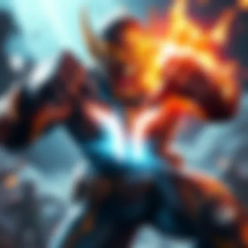 Doomfist character performing a powerful punch in a dynamic pose, surrounded by energy effects.