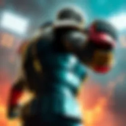 Doomfist, a powerful character, stands confidently with his fist drawn back, showcasing his strength and readiness to fight.