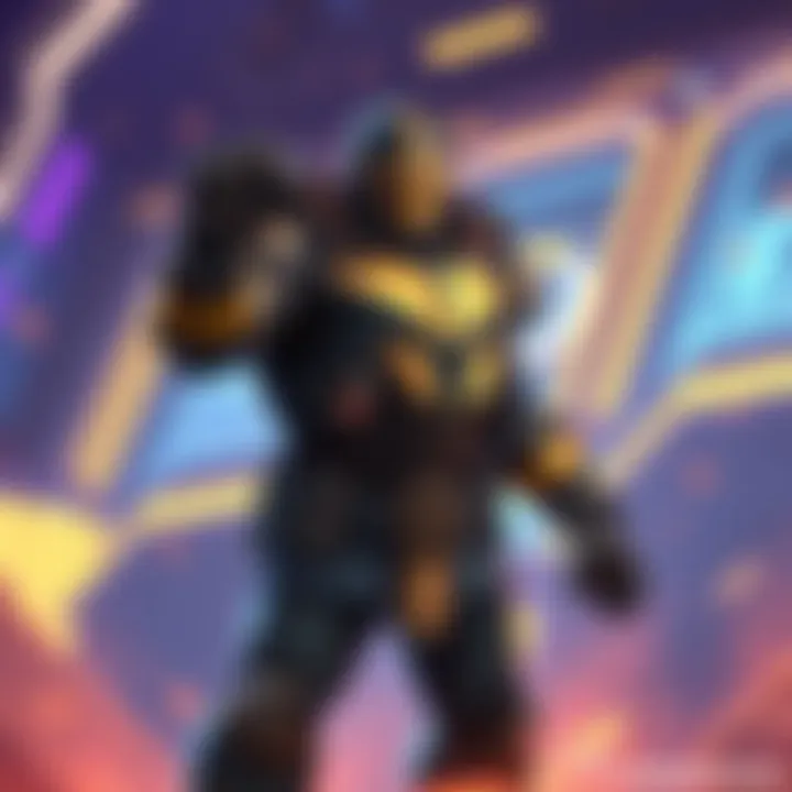 Doomfist standing in a power pose, looking determined with a futuristic background