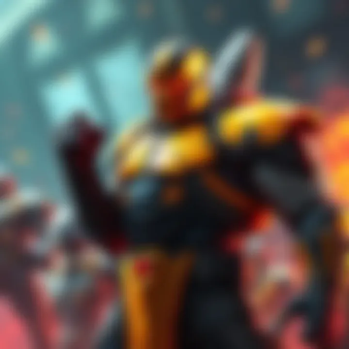 Doomfist stands ready for battle, showcasing his powerful fist and distinct armor in a vibrant gaming scene.