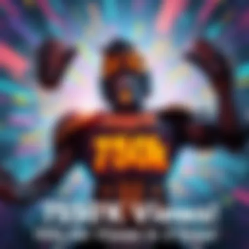 Doomfist character celebrating with a huge smile, surrounded by a burst of colorful graphics showing 750k views