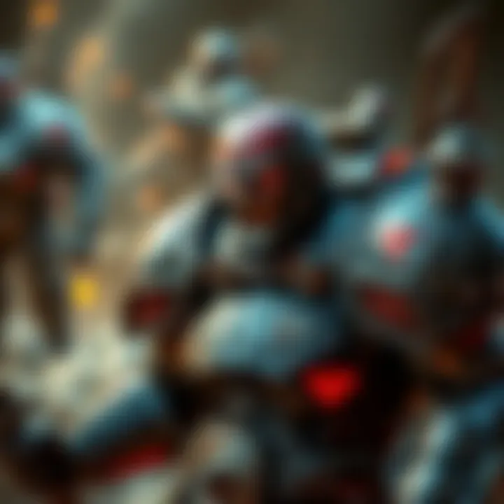A powerful character in heavy armor with weapons, ready for battle, showcasing his fierce demeanor
