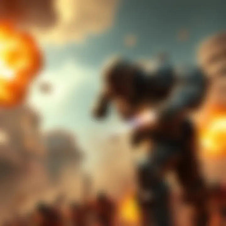 Doomguy in battle armor charges fiercely, ready to take on an enemy. He's shown in an action pose with intense energy.