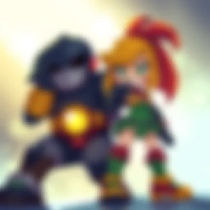 Funny illustration of Doomguy and Isabelle together in a humorous pose