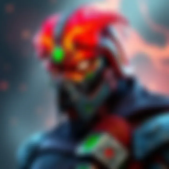 Doom's Mythic Skin A character from a video game with a detailed and striking mythic skin design, showcasing vibrant colors and unique features.