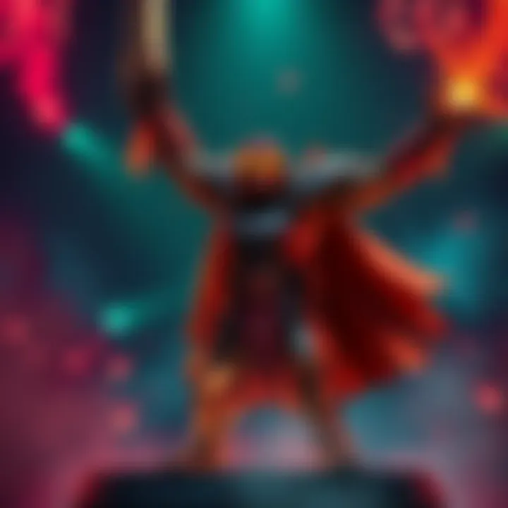 Doomslayer stands triumphantly after winning Round 8, showcasing the character's skills and power.