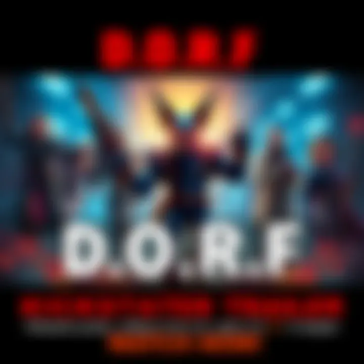 Screenshot from the D.O.R.F. Kickstarter trailer showing game features and characters