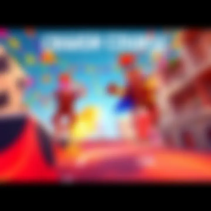 A colorful scene from Doritos Crash Course showing characters jumping and racing through obstacles in a fun environment.