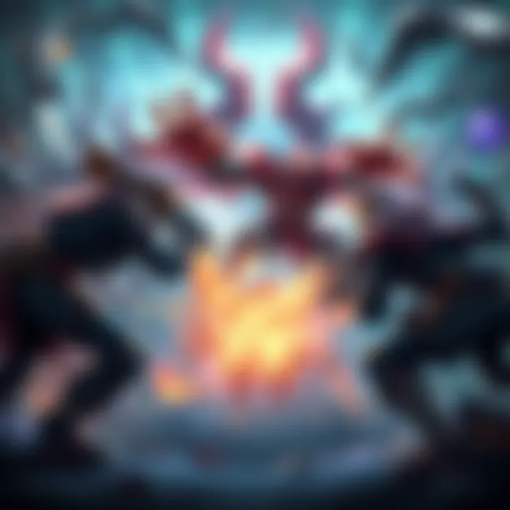 Dota 2 Offlane Gameplay A Dota 2 offlane hero positioning for a gank while teammates prepare to fight.