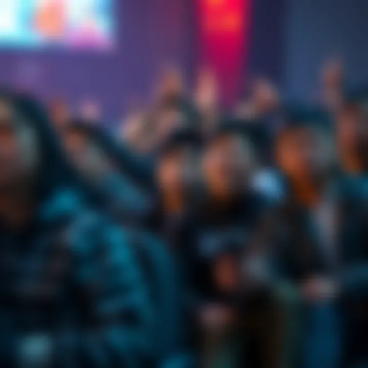 DOTA2 fans reacting to film screening Group of Chinese DOTA2 fans showing disappointment during a film screening event