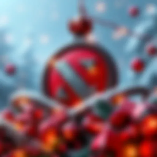 Dota 2 logo with holiday decorations Dota 2 logo adorned with festive holiday decorations, representing Valve's extended company break and no new patch release.