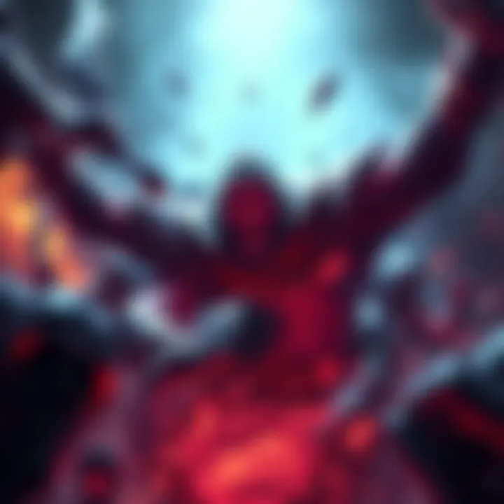 A Dota 2 scene showing a struggling Necro character surrounded by successful teammates, illustrating the game's unpredictable nature.